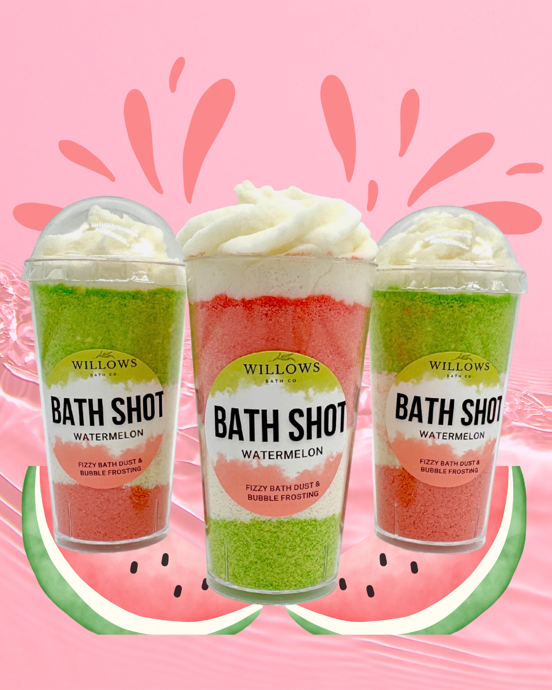 Watermelon Bath Shot | Fizzy Bath Powder & Bubble Frosting
